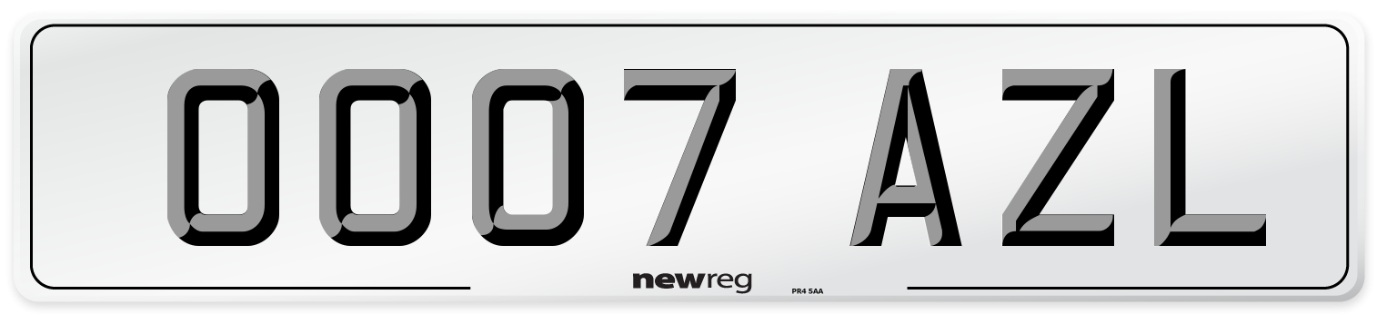 OO07 AZL Number Plate from New Reg